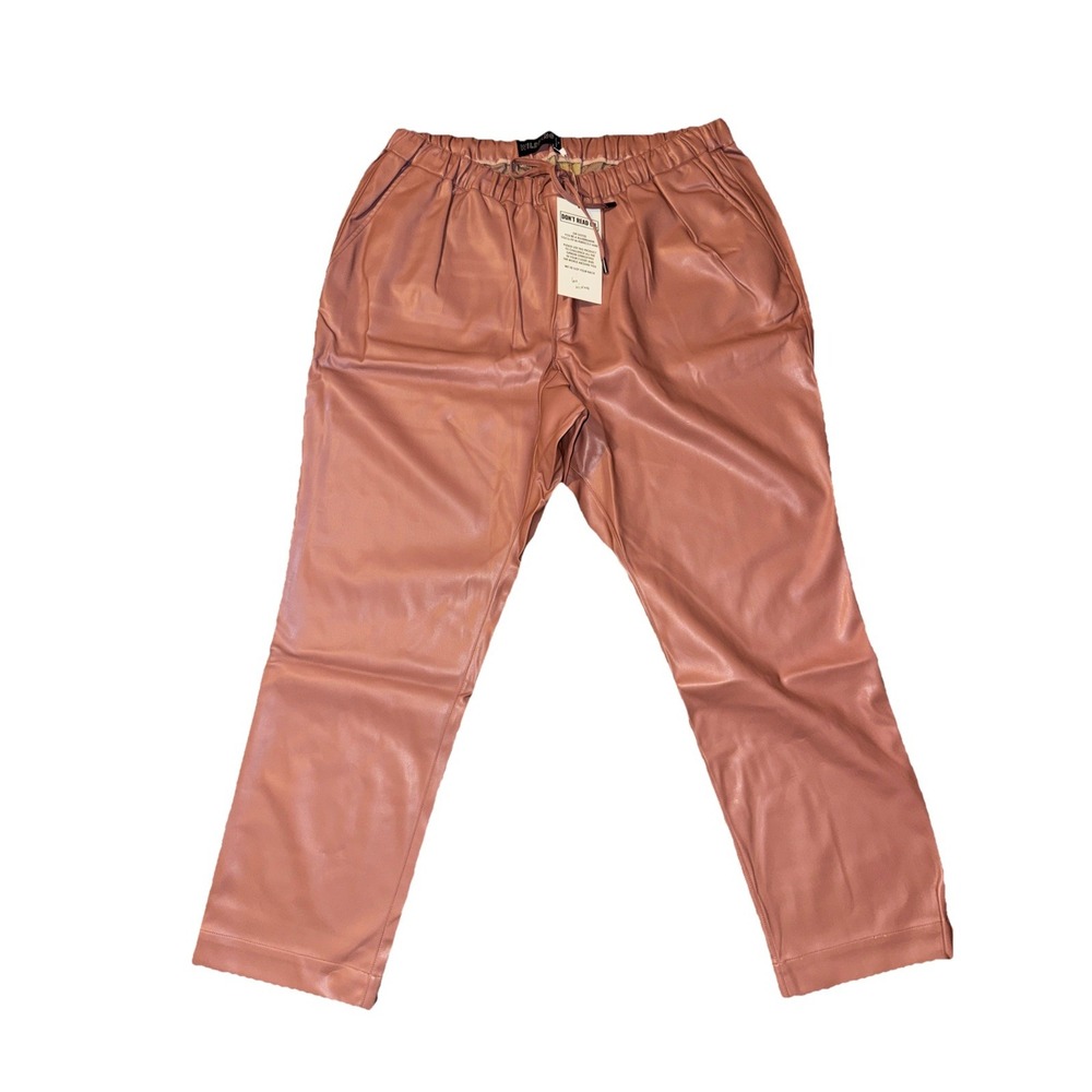 Wildfang Women's Vegan Leather Rose Tan Drawstring Trouser Pants 1X plus new